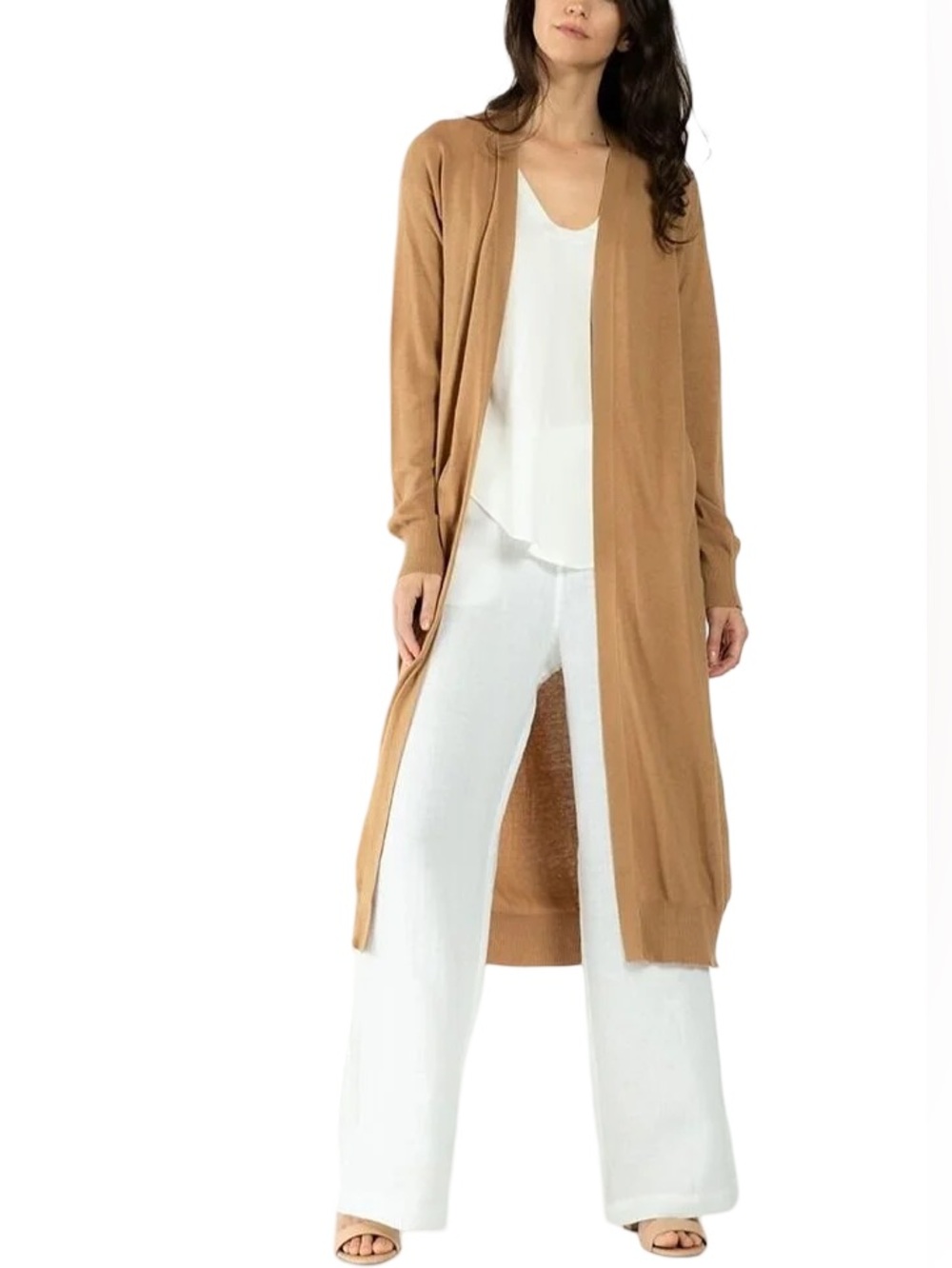 🤎 Michael Kors Camel Open-Front Knit Cardigan long sleeve sweater